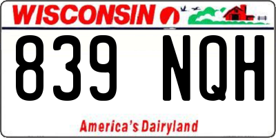 WI license plate 839NQH