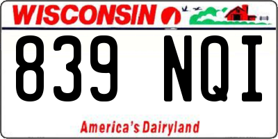 WI license plate 839NQI
