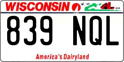 WI license plate 839NQL