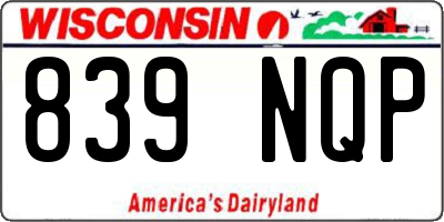 WI license plate 839NQP