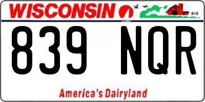 WI license plate 839NQR