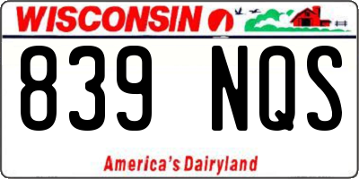 WI license plate 839NQS