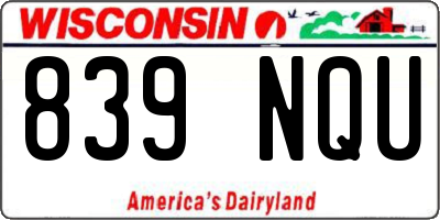 WI license plate 839NQU