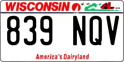 WI license plate 839NQV