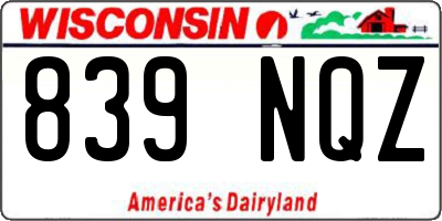 WI license plate 839NQZ
