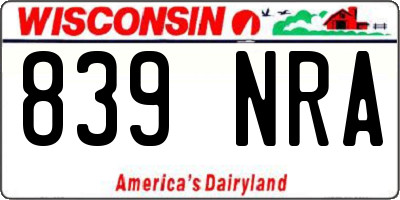 WI license plate 839NRA