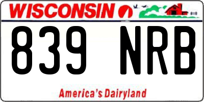 WI license plate 839NRB