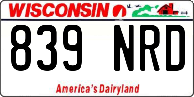 WI license plate 839NRD