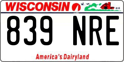 WI license plate 839NRE