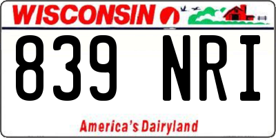 WI license plate 839NRI