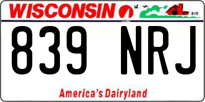 WI license plate 839NRJ