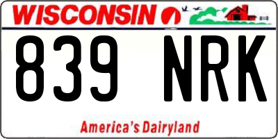WI license plate 839NRK