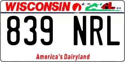 WI license plate 839NRL