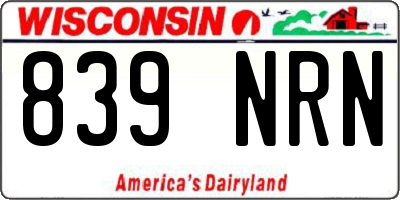 WI license plate 839NRN