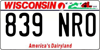 WI license plate 839NRO