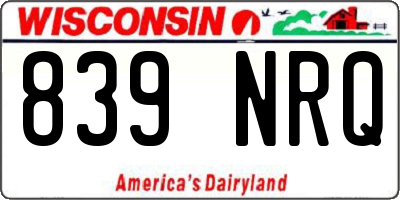 WI license plate 839NRQ