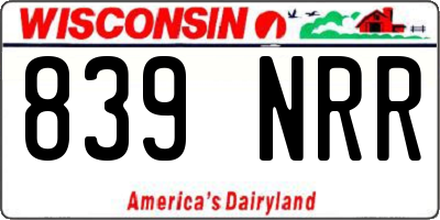 WI license plate 839NRR