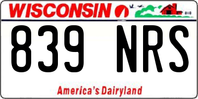 WI license plate 839NRS