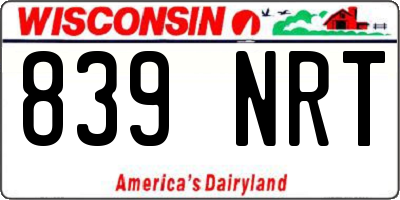 WI license plate 839NRT