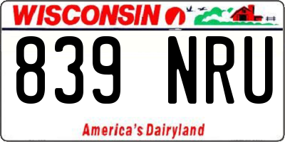 WI license plate 839NRU