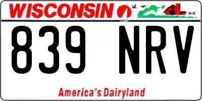 WI license plate 839NRV