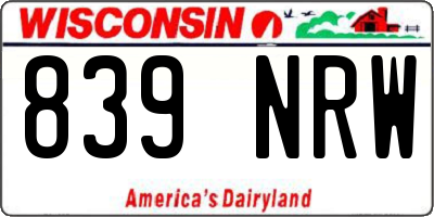 WI license plate 839NRW