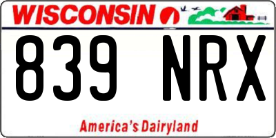 WI license plate 839NRX