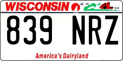 WI license plate 839NRZ