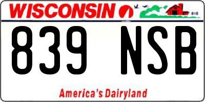 WI license plate 839NSB