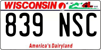 WI license plate 839NSC