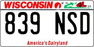 WI license plate 839NSD