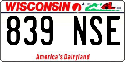 WI license plate 839NSE