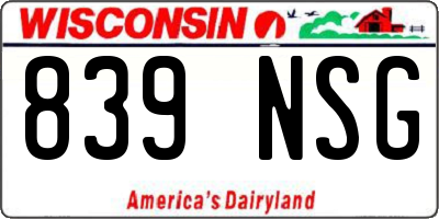 WI license plate 839NSG