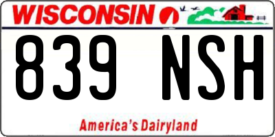 WI license plate 839NSH