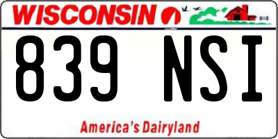 WI license plate 839NSI