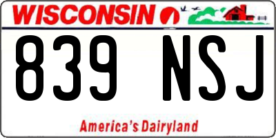 WI license plate 839NSJ