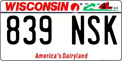 WI license plate 839NSK