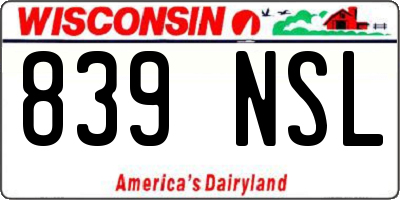 WI license plate 839NSL
