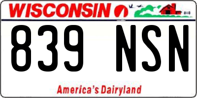 WI license plate 839NSN