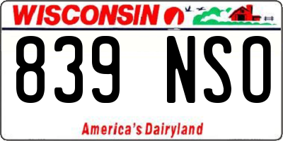 WI license plate 839NSO