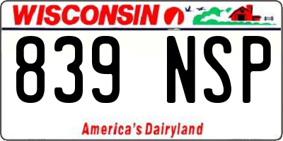 WI license plate 839NSP