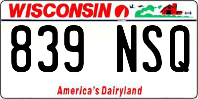 WI license plate 839NSQ
