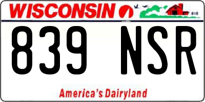 WI license plate 839NSR