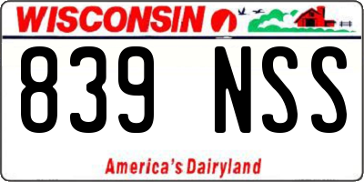 WI license plate 839NSS