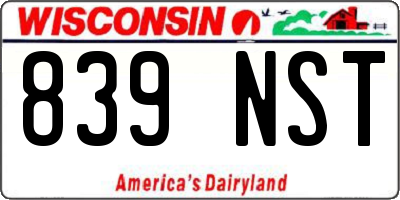 WI license plate 839NST