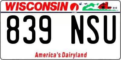 WI license plate 839NSU