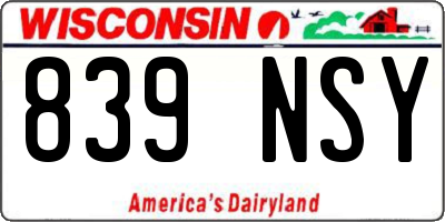 WI license plate 839NSY