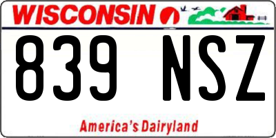 WI license plate 839NSZ