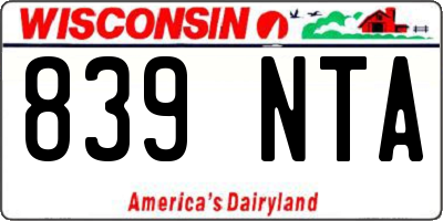 WI license plate 839NTA