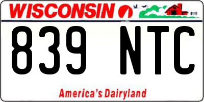 WI license plate 839NTC
